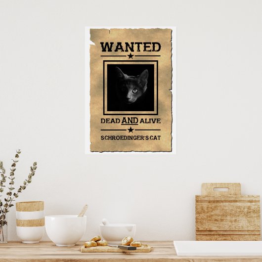 Schroedinger's gezochte Poster | Fysieke Joke (Keuken)