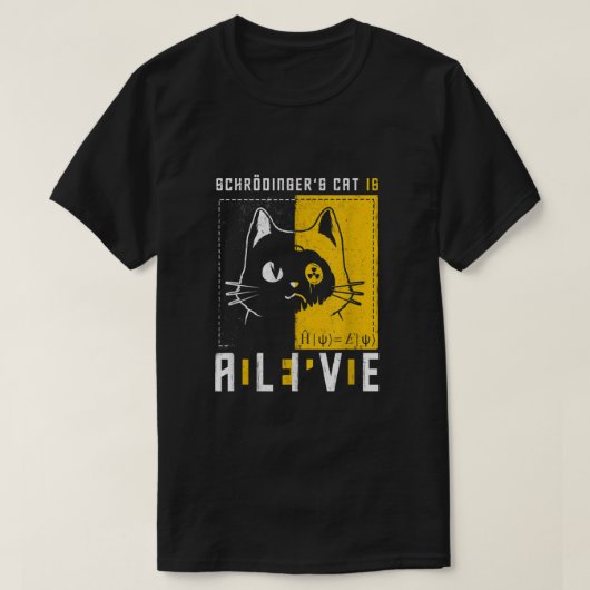 Schroedmachines katten zijn dood en levende kwantu t-shirt (Design voorkant)