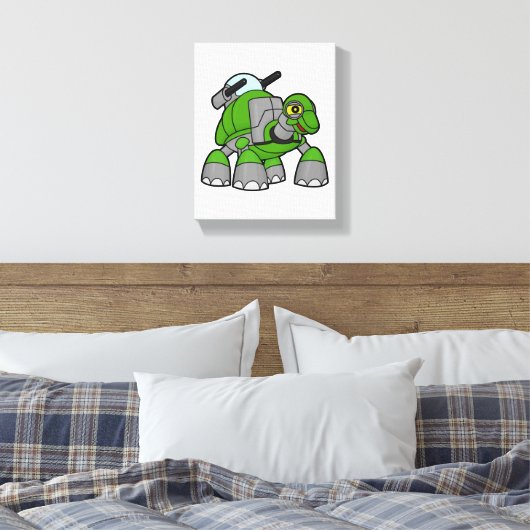 Schroef als Robot met kanonnen Canvas Afdruk (Insitu (Slaapkamer))