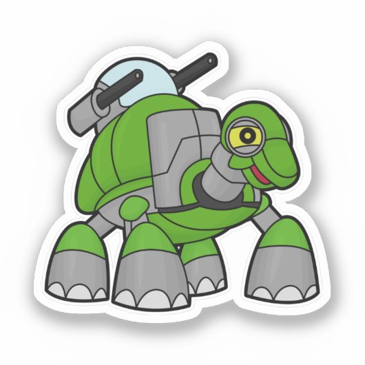 Schroef als Robot met kanonnen Sticker (Voorkant)