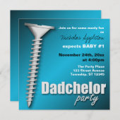 Schroef(d) Blauwe Dadchelor Feestuitnodigingen Kaart (Voorkant / Achterkant)