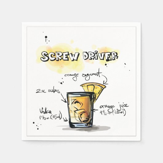 Schroef Driver Drink Recept Cocktail servet (Voorkant)