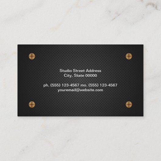 Schroef- en metaalachtergrond visitekaartje (Achterkant)