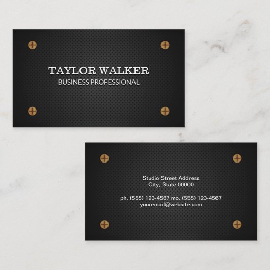 Schroef- en metaalachtergrond visitekaartje (Voorkant / Achterkant)