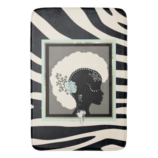 Schroef- en zwarte zebraafdrukken badmat (Voorkant Verticaal)