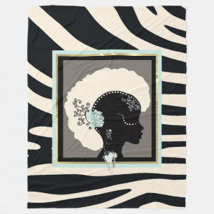 Schroef- en zwarte zebraafdrukken op punk fleece deken
