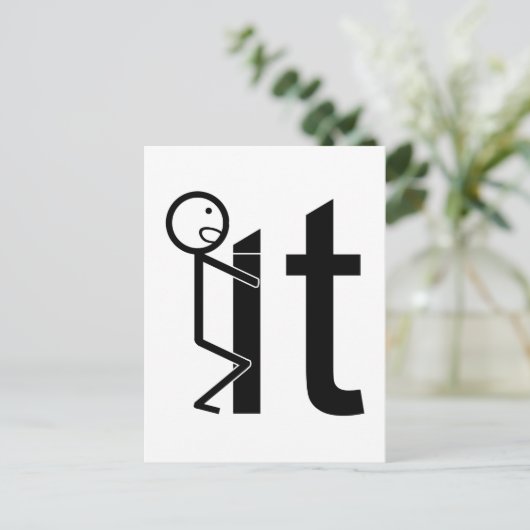 Schroef het grappige stok figuur geschenken briefkaart (Staand voorkant)