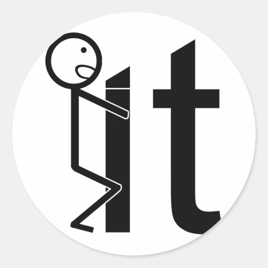 Schroef het grappige stok figuur geschenken ronde sticker (Voorkant)