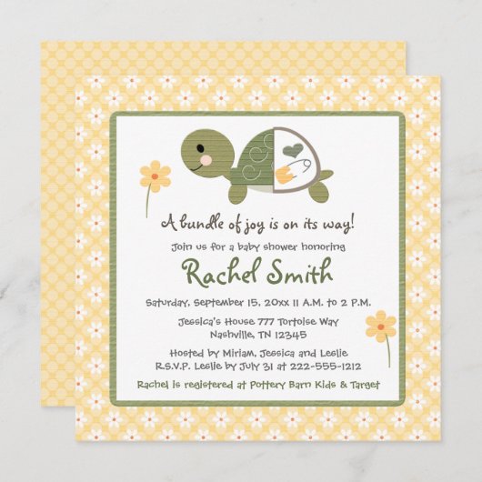 Schroef in een luier, Babydouche Uitnodigingen in  (Voorkant / Achterkant)