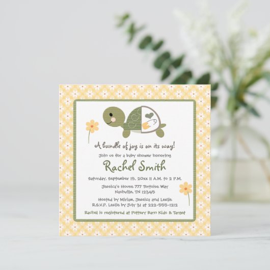 Schroef in een luier, Babydouche Uitnodigingen in  (Staand voorkant)