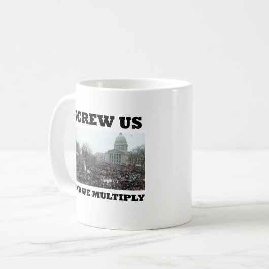 Schroef ons en we vermenigvuldigen ons koffiemok (Voorkant links)