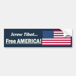 Schroef Tibet, vrij Amerika! Bumpersticker