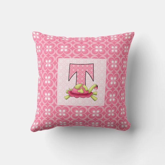 Schroef voor Letter T in Roze Circle Pattern Girls Kussen (Achterkant)