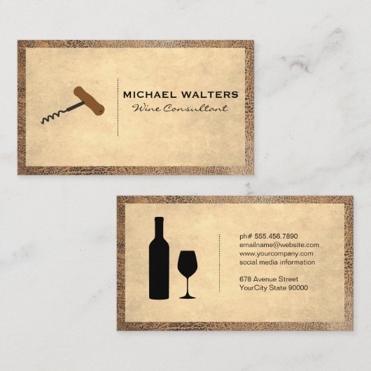 schroef | Wern-bruine lederen sierstrip Visitekaartje (Voorkant / Achterkant)