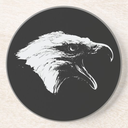 Schroefbald Eagle in Black Pick Your Background Zandsteen Onderzetter (Voorkant)