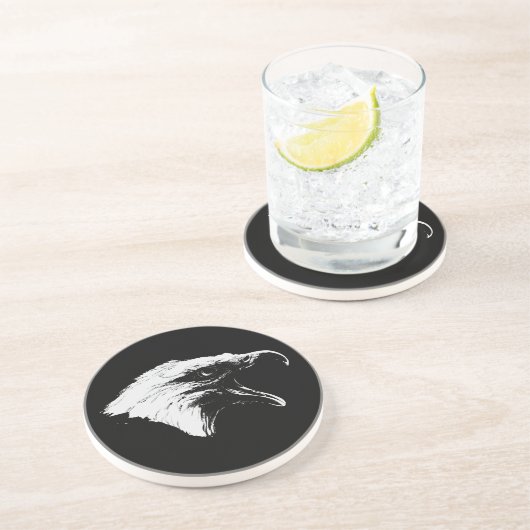 Schroefbald Eagle in Black Pick Your Background Zandsteen Onderzetter (Zijkant)