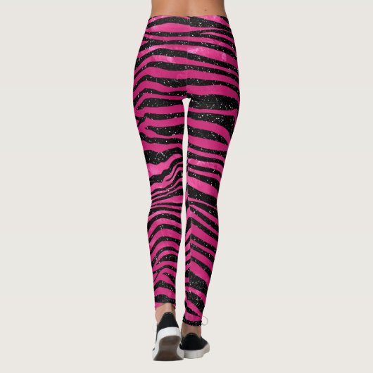 Schroefbandjes voor schitterende roze en zwarte gl leggings (Achterkant)