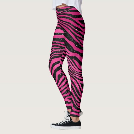 Schroefbandjes voor schitterende roze en zwarte gl leggings (Links)