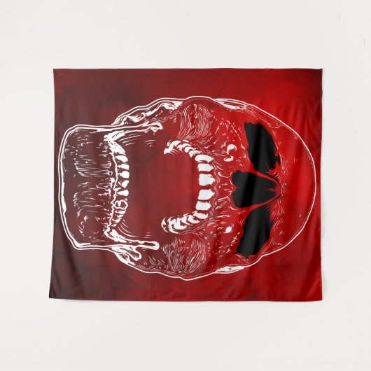 Schroefbare schedel op rood - schedels wandkleed (Voorkant (horizontaal))