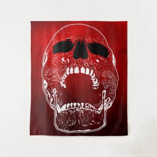 Schroefbare schedel op rood - schedels wandkleed (Voorkant)