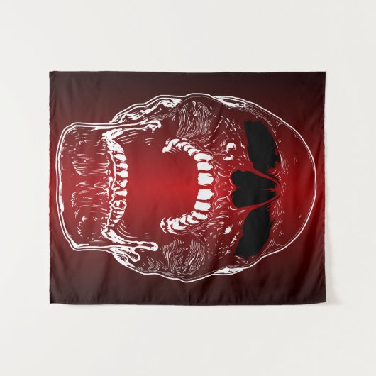 Schroefbare schedel op rood - schedels wandkleed (Voorkant (horizontaal))