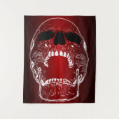 Schroefbare schedel op rood - schedels wandkleed (Voorkant)