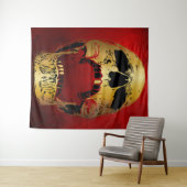 Schroefbare schedel op rood - schedels wandkleed (In Situ (horizontaal))