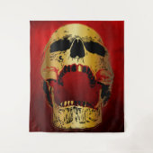 Schroefbare schedel op rood - schedels wandkleed (Voorkant)