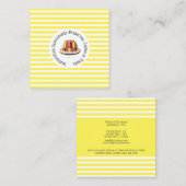 Schroefblad op gele witte strepen vierkante visitekaartje (Voorkant / Achterkant)