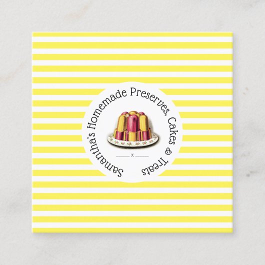 Schroefblad op gele witte strepen vierkante visitekaartje (Voorkant)