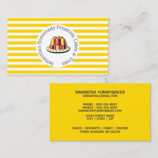 Schroefblad op gele witte strepen visitekaartje (Voorkant / Achterkant)