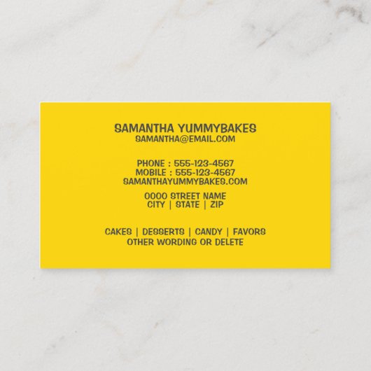 Schroefblad op gele witte strepen visitekaartje (Achterkant)