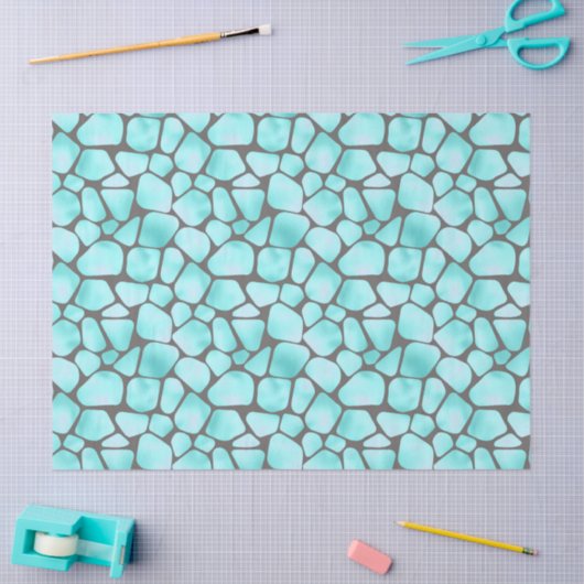Schroefblad Turquoise en Grijze Giraffe Tissuepapier (Craft)