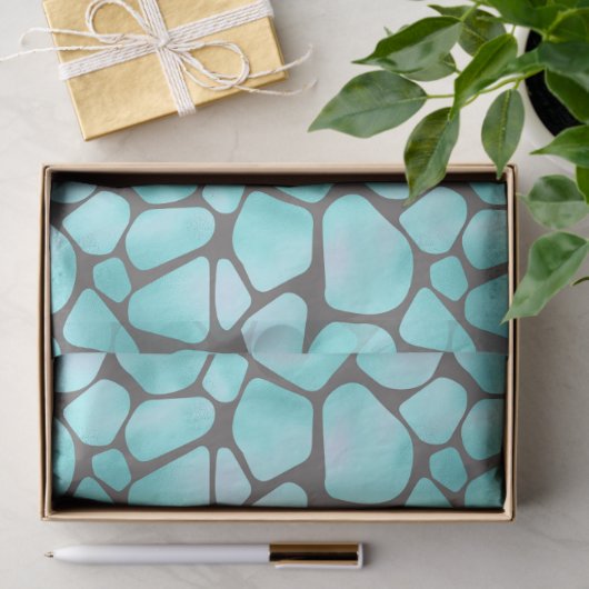Schroefblad Turquoise en Grijze Giraffe Tissuepapier (Geschenk)