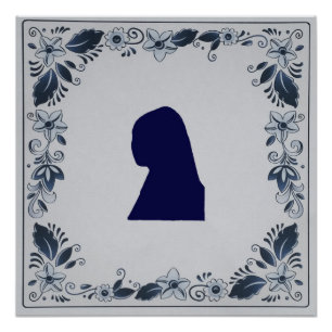 Schroefblauw tegelmeisje met een parel poster