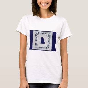 Schroefblauw tegelmeisje met een parel t-shirt