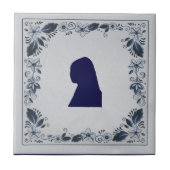 Schroefblauw tegelmeisje met een parel tegeltje (Voorkant)