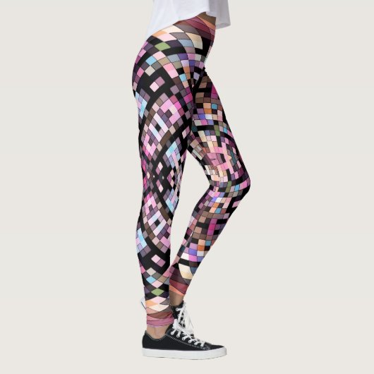 Schroefbord Abstract in zwart, roze Leggings (Rechts)