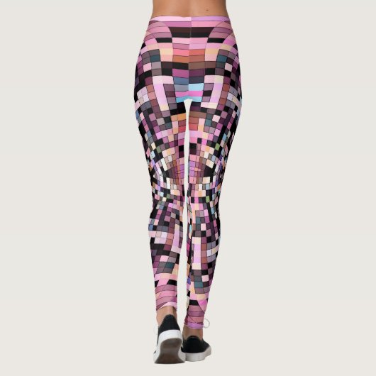 Schroefbord Abstract in zwart, roze Leggings (Achterkant)