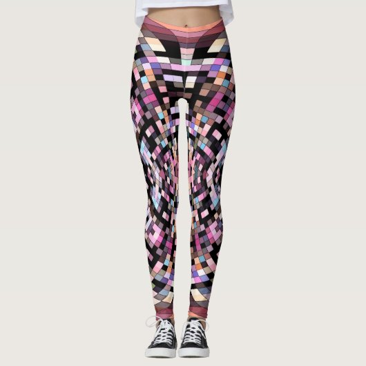 Schroefbord Abstract in zwart, roze Leggings (Voorkant)