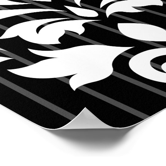 Schroefdop Kunst I Wit op grijze strepen en zwart Poster (Hoek)