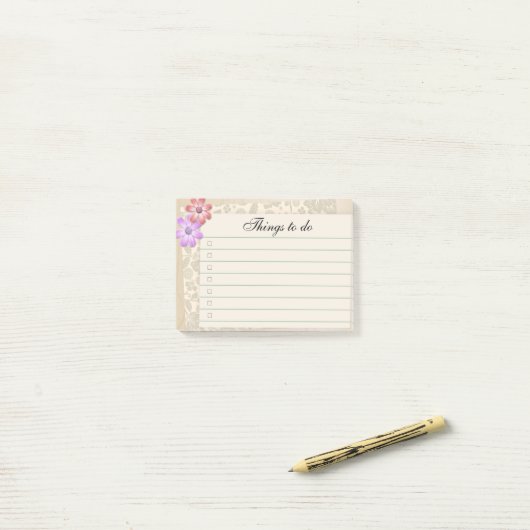 schroefdraad met regels en selectievakje post-it® notes (Op bureau)