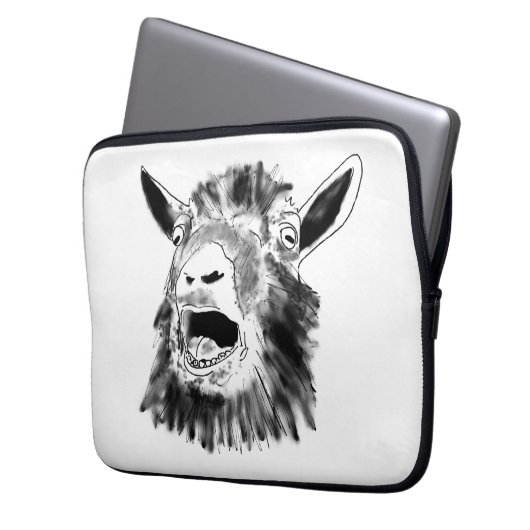 Schroefgeit Funny Drawing Laptop Sleeve (Voorkant Links)