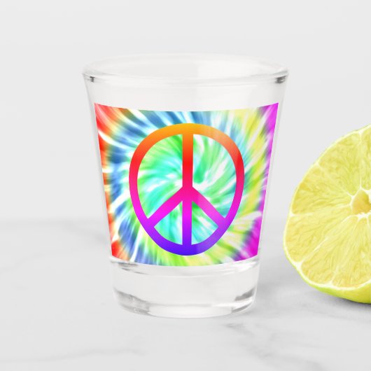 Schroefglas voor Tie Dye Peace Sign-ontwerp Shot Glas (Voorkant)