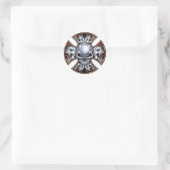 Schroefijzer schedel ronde sticker (Tas)