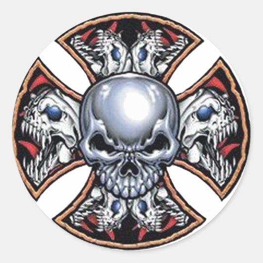 Schroefijzer schedel ronde sticker (Voorkant)