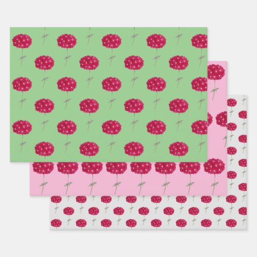  schroefmagenta Hydrangea Wrap Inpakpapier Vel (Set)