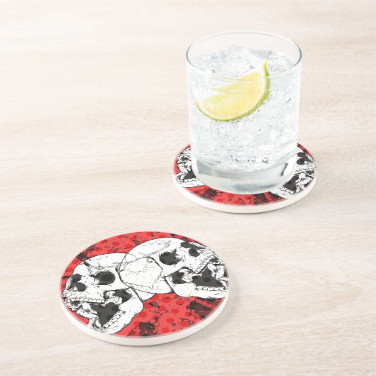 Schroefschaatsen op bloedrood zandsteen onderzetter (Zijkant)