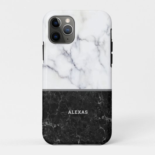 Schroefscherm zwart en grijs faux marble Case-Mate iPhone case (Achterkant)