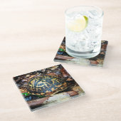 Schroefschildpad in het bos, Chester, South Caroli Glazen Onderzetter (Schuin)